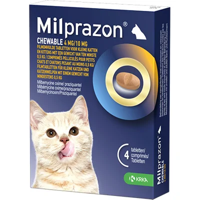 Milprazon Chewable 4 mg / 10 mg kitten en kleine kat 48 tabletten