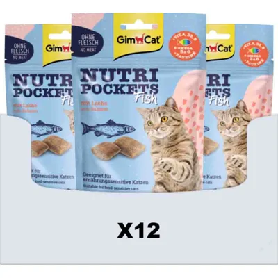 12x GimCat Nutri Pockets Vis met Zalm 60 gr