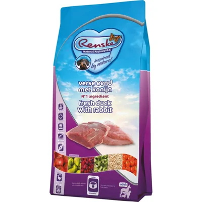 4x Renske Super Premium Adult Hondenvoer Eend - Konijn 2 kg