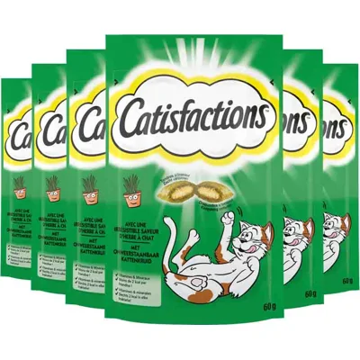 6x Catisfactions Kattensnack Kattenkruid 60 gr