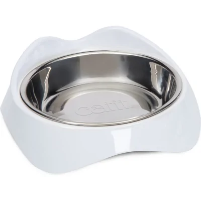 Catit Pixi Dish - 2x200ml - 16x13x5,7cm - wit/zilver