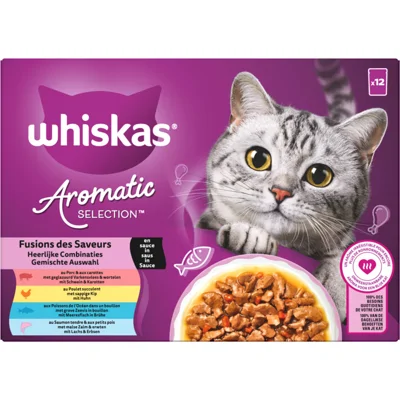 Whiskas Kattenvoer Nat Aromatic Adult 1+ Selectie Multipack 12x85 gr