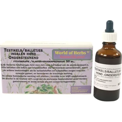 World of herbs fytotherapie testikel / balletjes indalen hond 50 ml