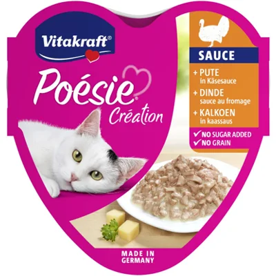 Vitakraft Poésie Création met kalkoen in kaassaus natvoer kat (15 x 85g) 3 verpakkingen