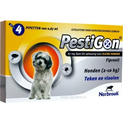 Pestigon Spot-On voor honden van 2 tot 10 kg 4 pipetten