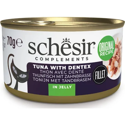 12x Schesir Complementary Kattenvoer Tonijn&Tandbrasem in Gelei 70 gr