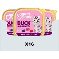 16x Edgard&Cooper Kattenvoer Kitten Pate Eend - Kip 85 gr