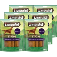 6x Adventuros Hondensnack Strips Hertensmaak 90 gr