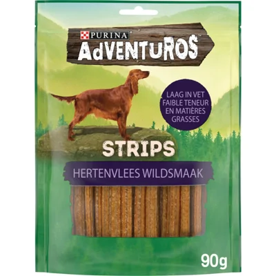 6x Adventuros Hondensnack Strips Hertensmaak 90 gr