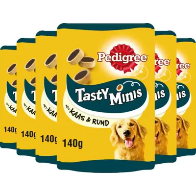 6x Pedigree Tasty Hondensnacks Minis Cheesy Bites 140 gr