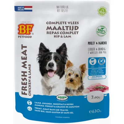 8x BF Petfood Vleesvoeding Lam - Rijst 7 x 90 gr