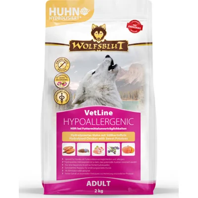 4x Wolfsblut VetLine Hypoallergenic Hydrolysed Kip 2 kg