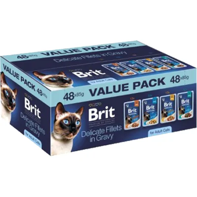 Brit Premium by Nature Cat - Delicate Fillets in Gravy Value Pack - 48  x 85 g