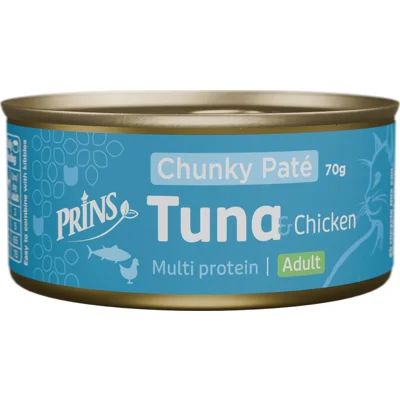 Prins Chunky Paté Adult tonijn met kip natvoer kat 24 x 70 g