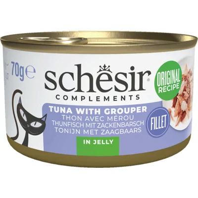 12x Schesir Complementary Kattenvoer Tonijn&Zeebaars in Gelei 70 gr