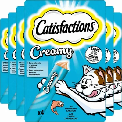 6x Catisfactions Kattensnack Zalm Creamy 4 x 10 gr