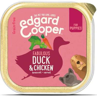 Edgard&Cooper Kuipje Vers Vlees Puppy Hondenvoer Eend - Kip 300 gr