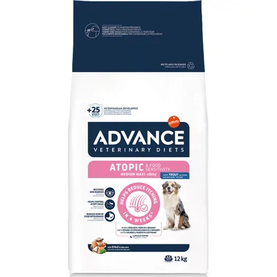 Advance Veterinary Diets Atopic Medium Maxi met forel hondenvoer 12 kg