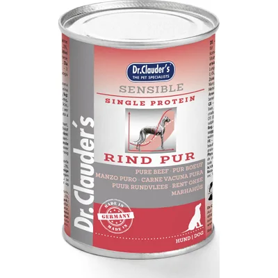 Dr. Clauder's Sensible puur rund natvoer hond 6 x 400 g