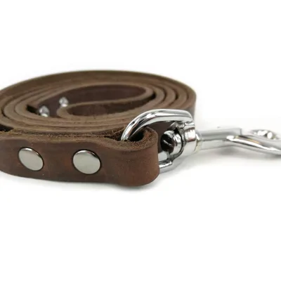 Leren looplijn bruin 160 cm x 16 mm
