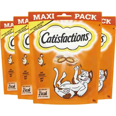 4x Catisfactions Kattensnoepjes Kip 180 gr
