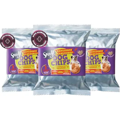 3x Smoofl Hondensnack Dog Chips Kangoeroe 50 gr