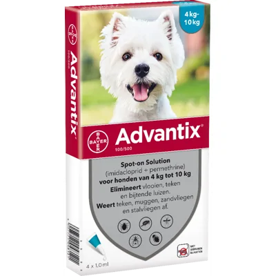 Advantix 100/500 Hond 4-10 kg 4 pipetten