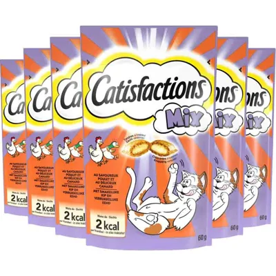 6x Catisfactions Kattensnoepjes Kip - Eend 60 gr
