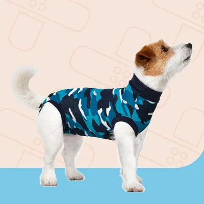 Suitical Recovery Suit Hond - XXXS - Blauw Camouflage