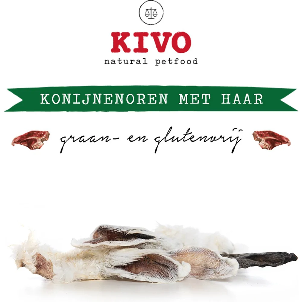 Kivo Konijnenoren met haar - 100 gr