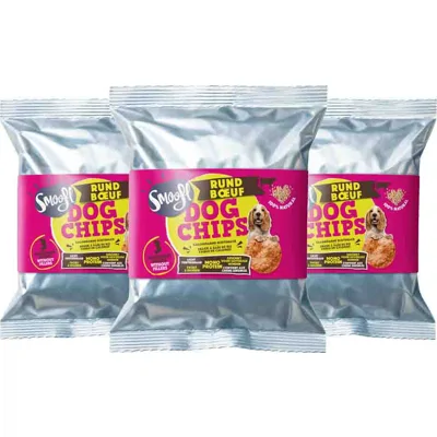 3x Smoofl Hondensnack Dog Chips Rund 50 gr