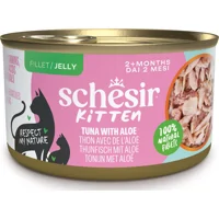 Schesir Kitten tonijn met aloe (jelly) natvoer kat (blikjes) 1 tray (12 x 85 g)