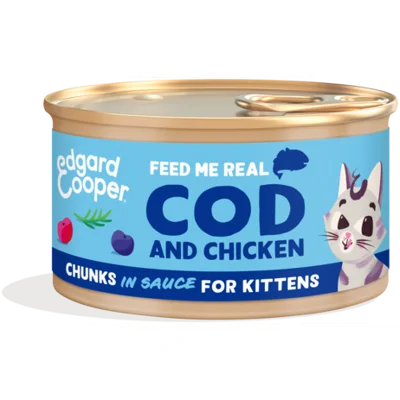 Edgard & Cooper kabeljauw en kip kitten natvoer blikje 85gr