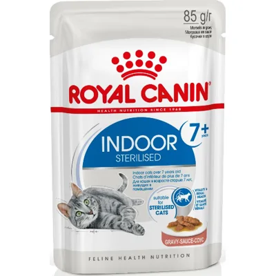 Royal Canin Indoor Sterilised 7+ in Gravy (brokjes in saus) natvoer kattenvoer 12x85gr