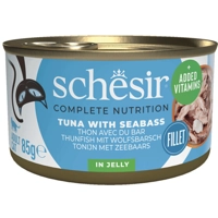 12x Schesir Katten Natvoer Blik Tonijn en Zeebaars 85 gr