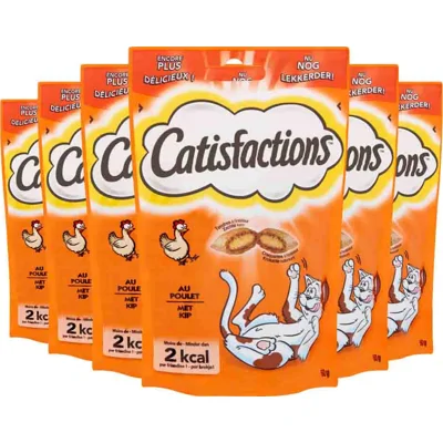 6x Catisfactions Kattensnoepjes Kip 60 gr