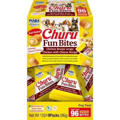 Inaba Churu Fun Bites Wraps Hondensnack Multipack Chicken&Cheese 8 x 12 gr