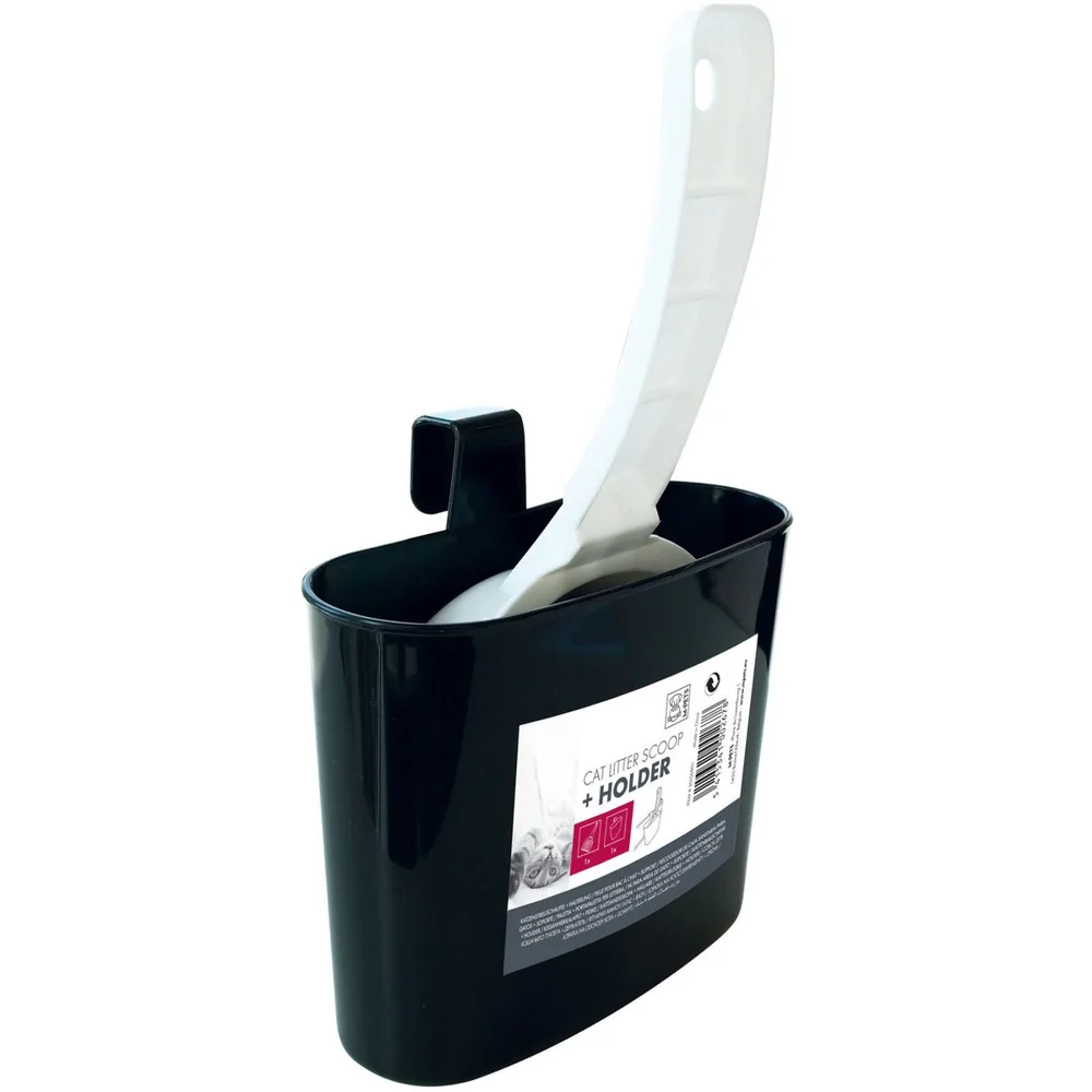 M-Pets Cat Litter Scoop and Holder - White Black - 16 x 7 x 23 cm