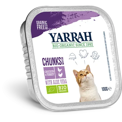 Yarrah Bio Kuipje Brokjes Kattenvoer Kip - Kalkoen 100 gr
