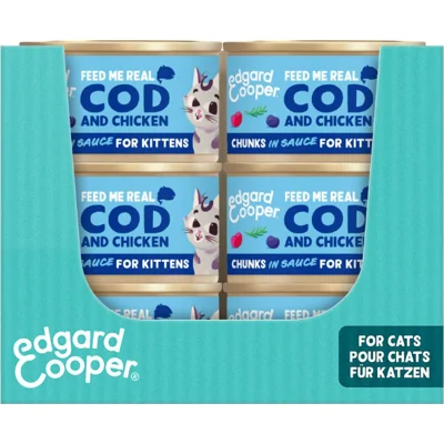 Edgard & Cooper kabeljauw en kip kitten natvoer blikjes 18 x 85gr
