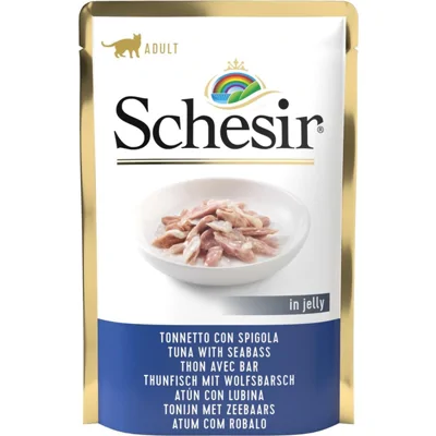 Schesir tonijn met zeebaars (jelly) natvoer kat (zakjes 85 g) 1 doos (20 x 85 g)
