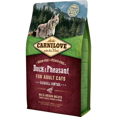 Carnilove Hairball eend met fazant kattenvoer 2 x 6 kg