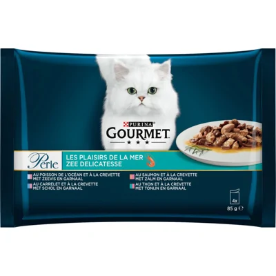 12x Gourmet Perle Kattenvoer in Saus Zee Delicatesse 4 x 85 gr