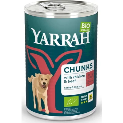12x Yarrah Bio Hondenvoer Chunks Rund 405 gr