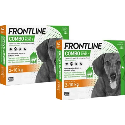 2x Frontline Combo Spot On Anti Vlooien en Teken Druppels Hond 2 - 10 kg 3 pipetten