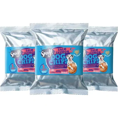 3x Smoofl Hondensnack Dog Chips Zalm 50 gr