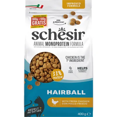 Schesir Monoproteïne Promo Kattenvoer Droog Hairball Kip 400 gr