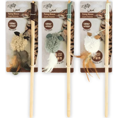 All For Paws - Lambswool Wand+Mouse with Feather Catnip