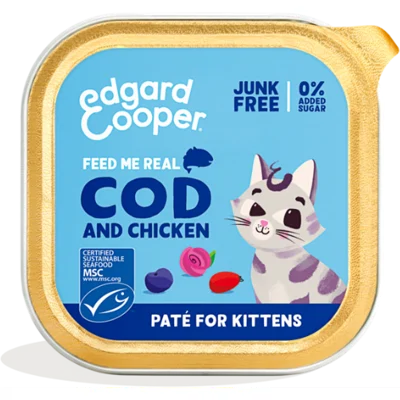 Edgard & Cooper kabeljauw en kip paté kitten natvoer kuipjes 16 x 85gr