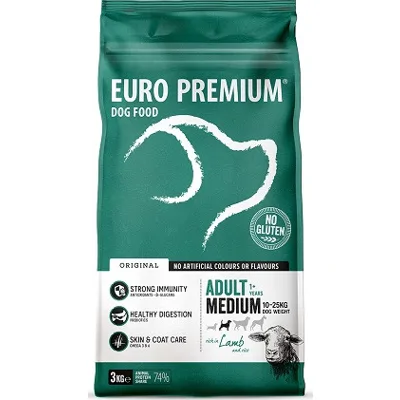 Euro Premium Adult Medium w/Lamb & Rice hondenvoer 12 kg